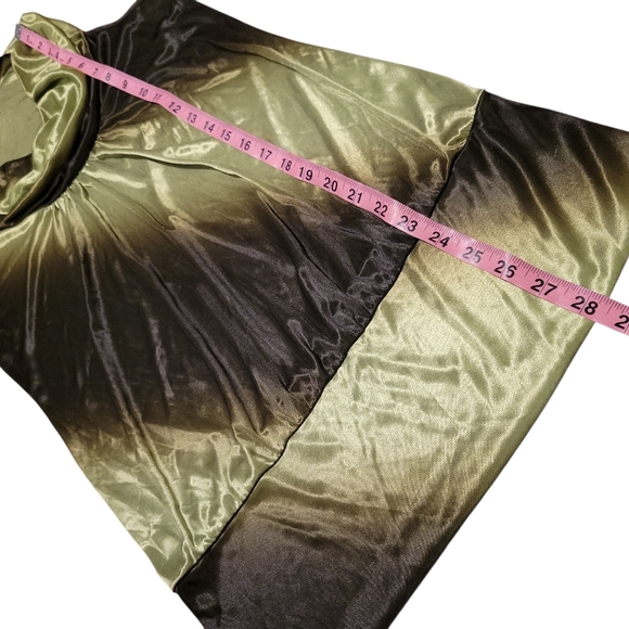 90s Y2K Studio Y Green Black Silky Cowl Neck Tunic Or Mini Dress - Picture 5 of 5